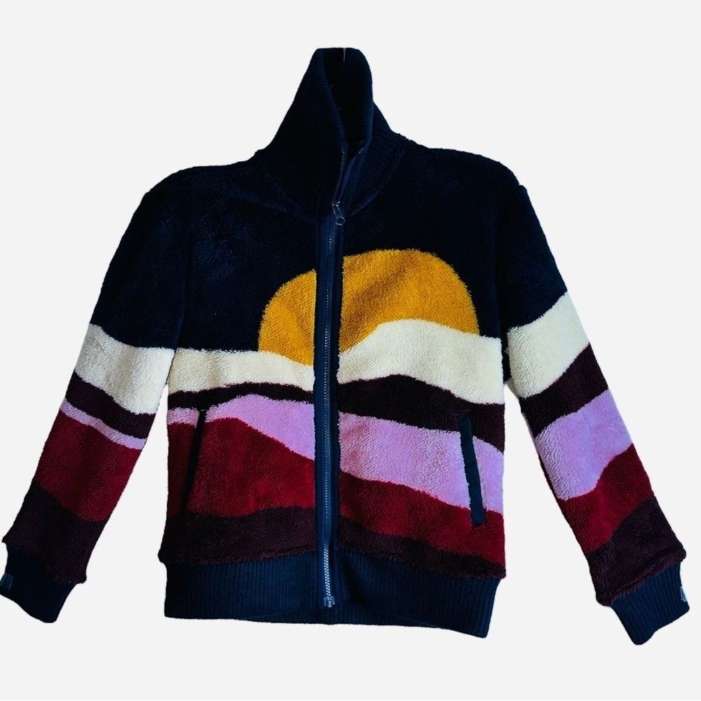 Faherty Womens Size XS High Pile Fleece Mountain Sunrise Full Zip Jacket NWT - Picture 3 of 8